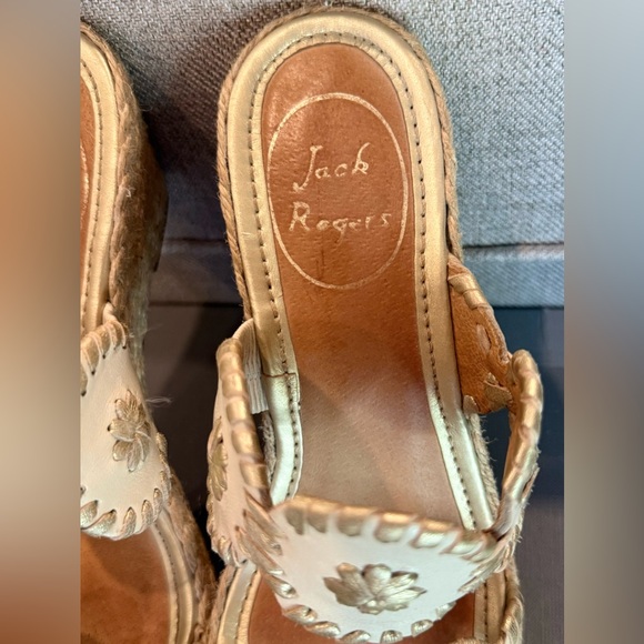 Classic Jack Rogers Cream and Gold Shelby Espadrille Sandals - Size 6 - Picture 4 of 8